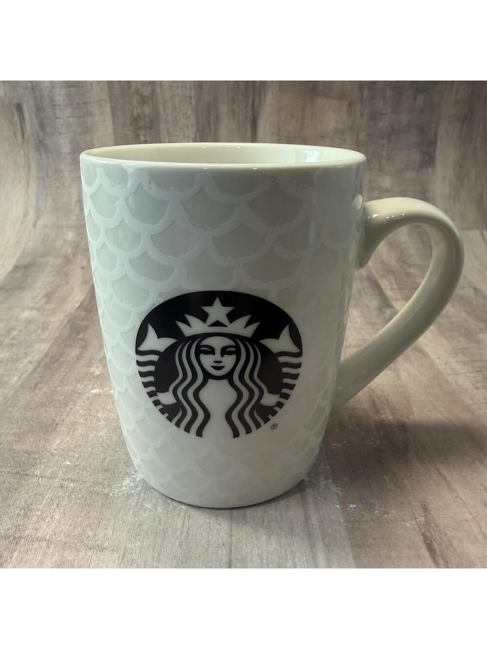 Starbucks 2020 White Mermaid Scales Mug w/ Siren Logo 10oz Coffee Cup
